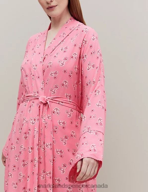 Unisex Pink Mix Lingerie Marks & Spencer Floral Print Long Kimono Robe 20VTD3562 - Marks and Spencer outlet