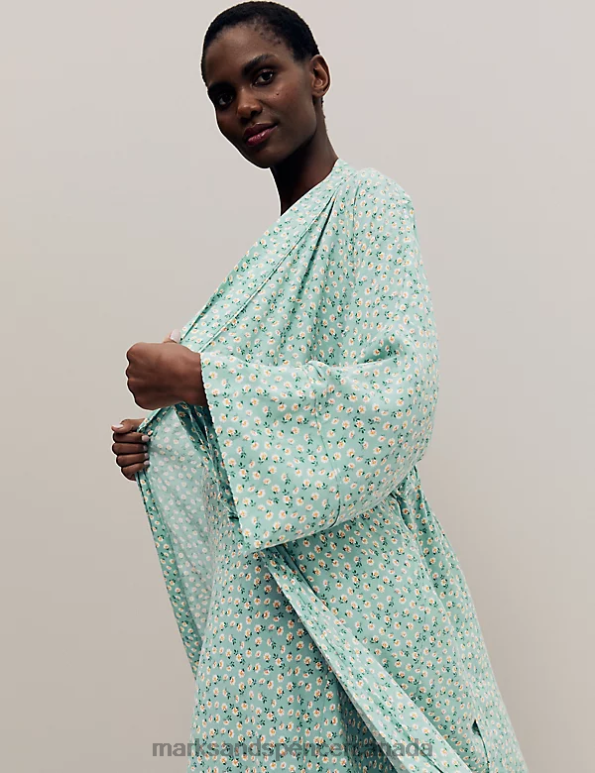 Unisex Teal Mix Lingerie Marks & Spencer Floral Print Long Kimono Robe 20VTD3556 - Marks and Spencer online