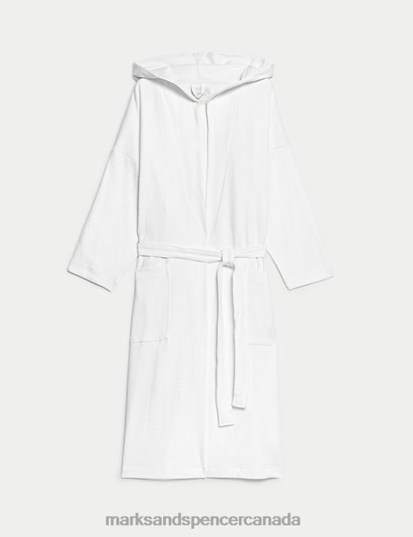 Marks and Spencer near me - Unisex White Lingerie Marks & Spencer Pure Cotton Jersey Waffle Dressing Gown 20VTD3512