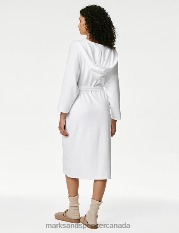 Marks and Spencer near me - Unisex White Lingerie Marks & Spencer Pure Cotton Jersey Waffle Dressing Gown 20VTD3512