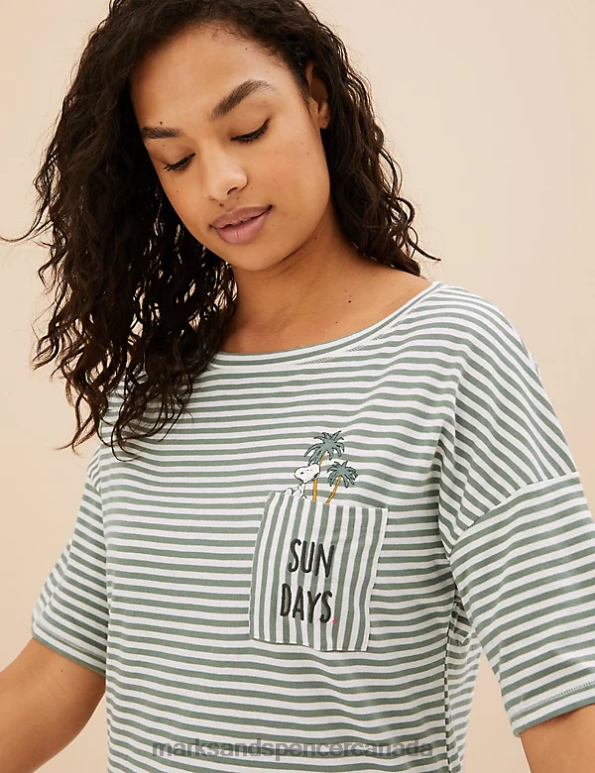 Marks and Spencer sale - Unisex Green Mix Lingerie Marks & Spencer Pure Cotton Snoopy Short Nightdress 20VTD3486