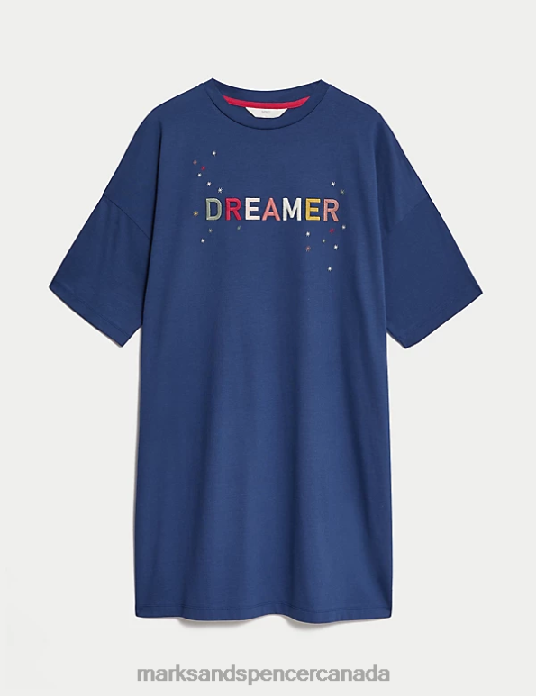 Marks and Spencer Canada - Unisex Indigo Mix Lingerie Marks & Spencer Dreamer Slogan Nightdress 20VTD3458