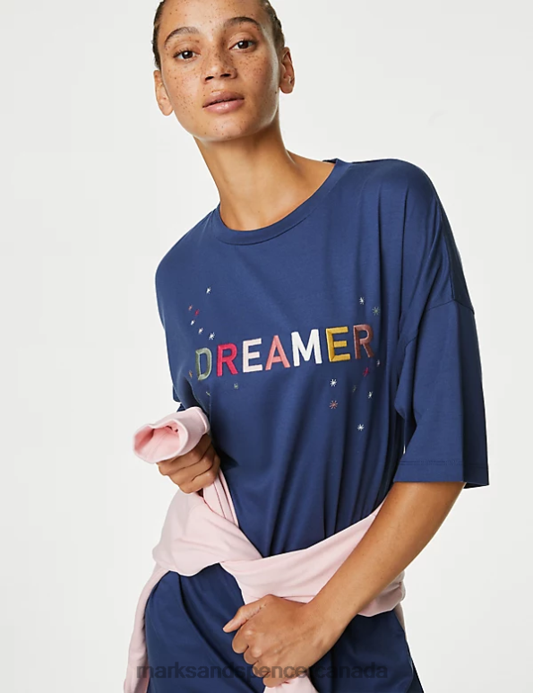 Marks and Spencer Canada - Unisex Indigo Mix Lingerie Marks & Spencer Dreamer Slogan Nightdress 20VTD3458