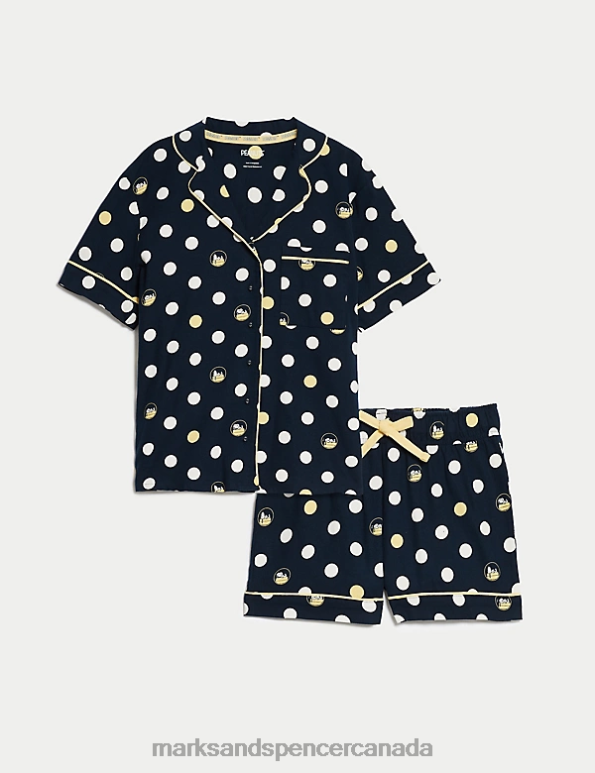 Unisex Navy Mix Lingerie Marks & Spencer Pure Cotton Snoopy Shortie Set 20VTD3351 - Marks and Spencer Canada locations