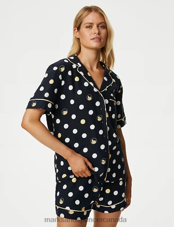 Unisex Navy Mix Lingerie Marks & Spencer Pure Cotton Snoopy Shortie Set 20VTD3351 - Marks and Spencer Canada locations