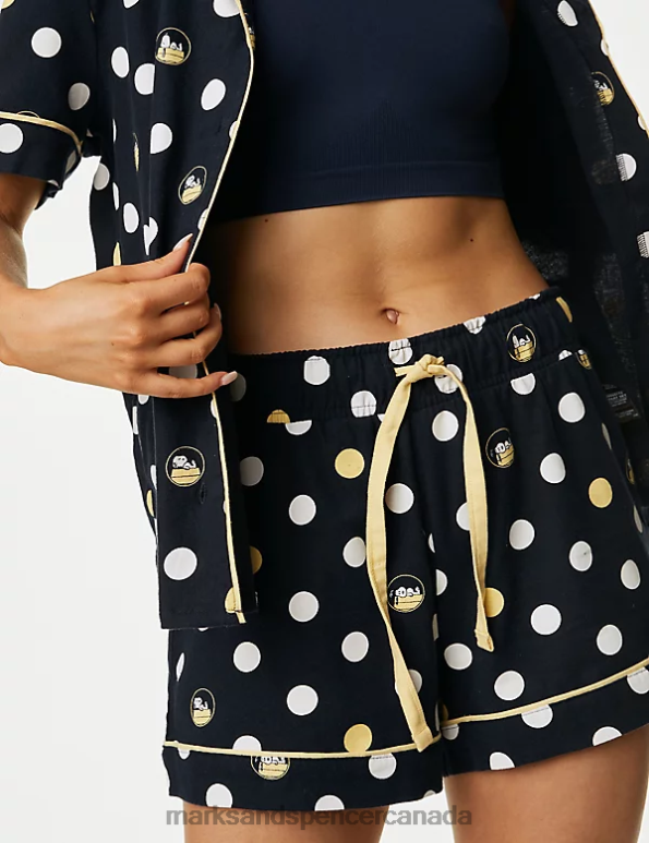 Unisex Navy Mix Lingerie Marks & Spencer Pure Cotton Snoopy Shortie Set 20VTD3351 - Marks and Spencer Canada locations