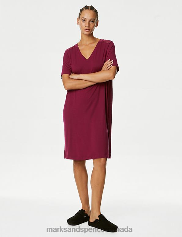 Marks and Spencer near me - Unisex Raspberry Lingerie Marks & Spencer Body Soft Lace Detail Nightdress 20VTD3365