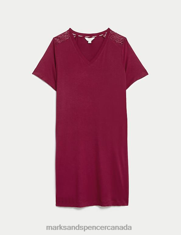 Marks and Spencer near me - Unisex Raspberry Lingerie Marks & Spencer Body Soft Lace Detail Nightdress 20VTD3365