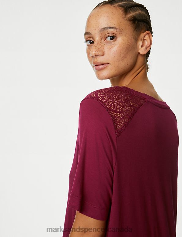 Marks and Spencer near me - Unisex Raspberry Lingerie Marks & Spencer Body Soft Lace Detail Nightdress 20VTD3365