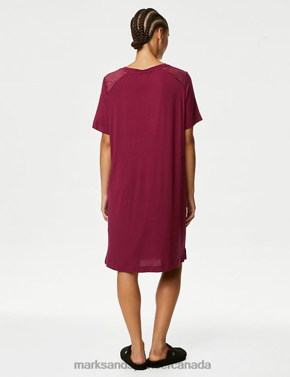 Marks and Spencer near me - Unisex Raspberry Lingerie Marks & Spencer Body Soft Lace Detail Nightdress 20VTD3365