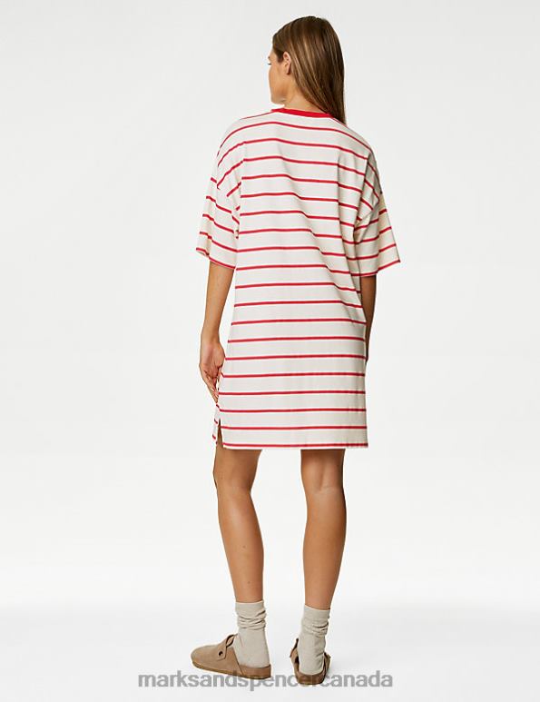 Marks and Spencer sale - Unisex Red Mix Lingerie Marks & Spencer Striped Slogan Nightdress 20VTD3346