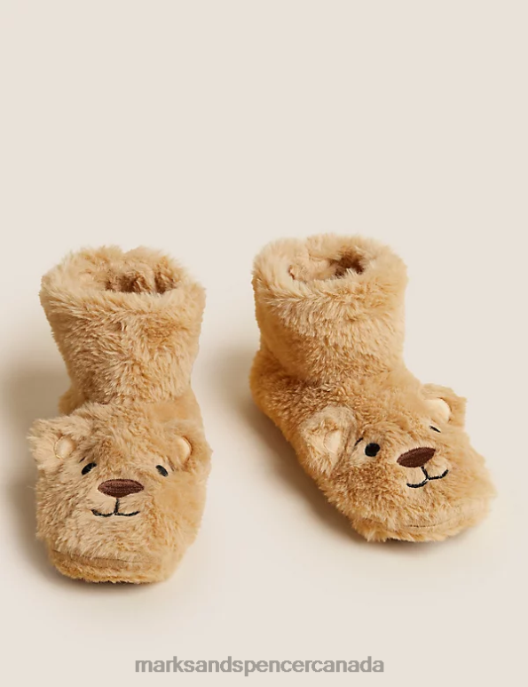 Unisex Brown Lingerie Marks & Spencer Faux Fur Spencer Bear Slipper Socks 20VTD3306 - Marks and Spencer outlet