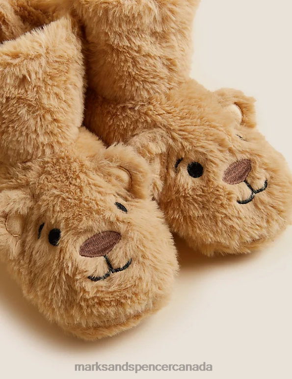 Unisex Brown Lingerie Marks & Spencer Faux Fur Spencer Bear Slipper Socks 20VTD3306 - Marks and Spencer outlet