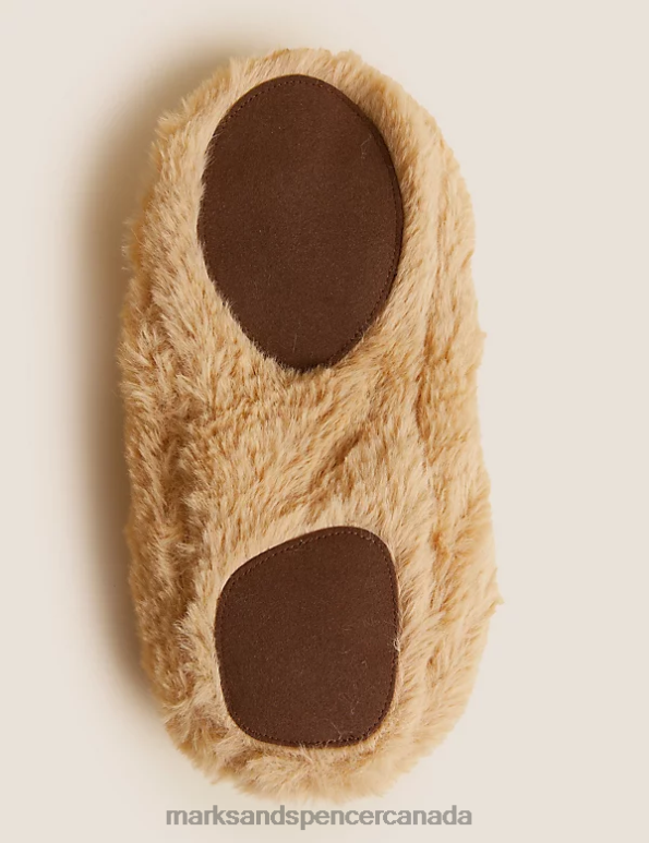Unisex Brown Lingerie Marks & Spencer Faux Fur Spencer Bear Slipper Socks 20VTD3306 - Marks and Spencer outlet