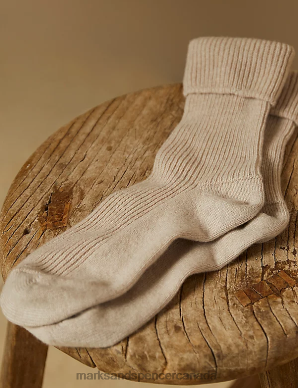 Marks and Spencer sale - Unisex Light Camel Lingerie Marks & Spencer Pure Cashmere Socks 20VTD4859