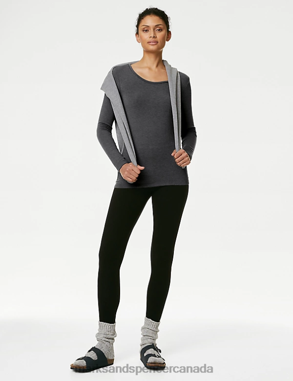 Marks and Spencer near me - Unisex Charcoal Lingerie Marks & Spencer Heatgen Plus Thermal Long Sleeve Top 20VTD4692
