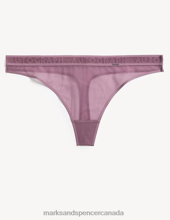 Unisex Dusted Mauve Lingerie Marks & Spencer Tivoli Mesh Thong 20VTD4476 - Marks and Spencer online