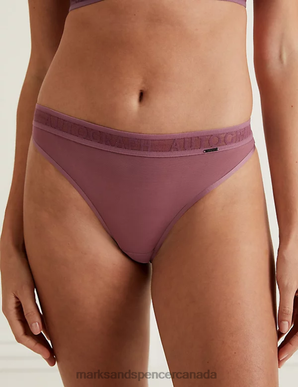 Unisex Dusted Mauve Lingerie Marks & Spencer Tivoli Mesh Thong 20VTD4476 - Marks and Spencer online