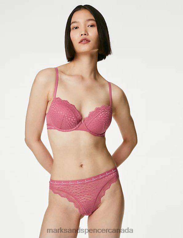Marks and Spencer sale - Unisex Raspberry Mix Lingerie Marks & Spencer 3pk Mesh & Lace Thongs 20VTD4934