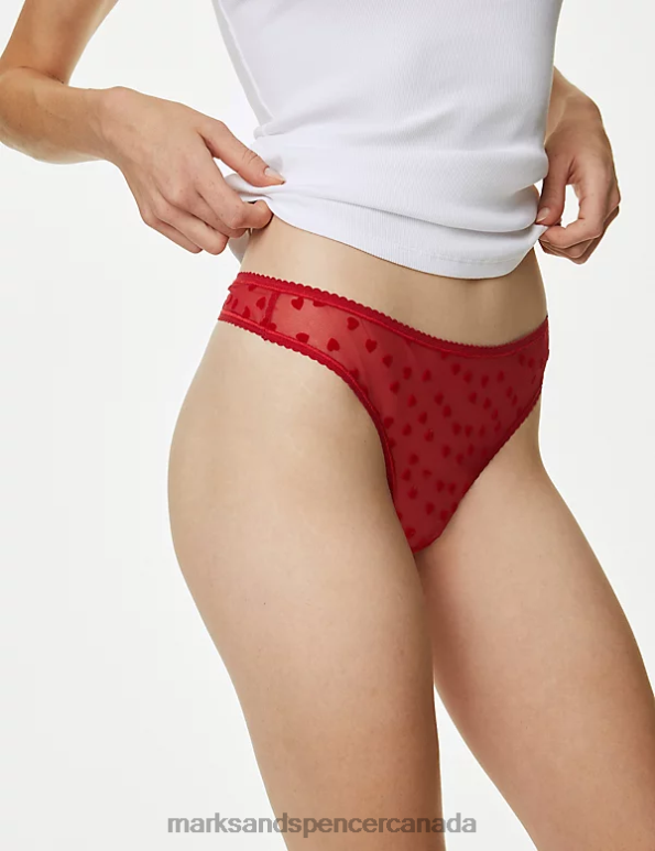 Unisex Red Mix Lingerie Marks & Spencer 4pk Printed Thongs 20VTD3748 - Marks and Spencer outlet