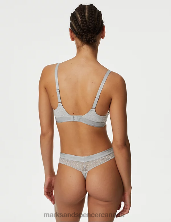 Unisex White Mix Lingerie Marks & Spencer 3pk Cotton with Cool Comfort Thongs 20VTD4381 - Marks and Spencer outlet