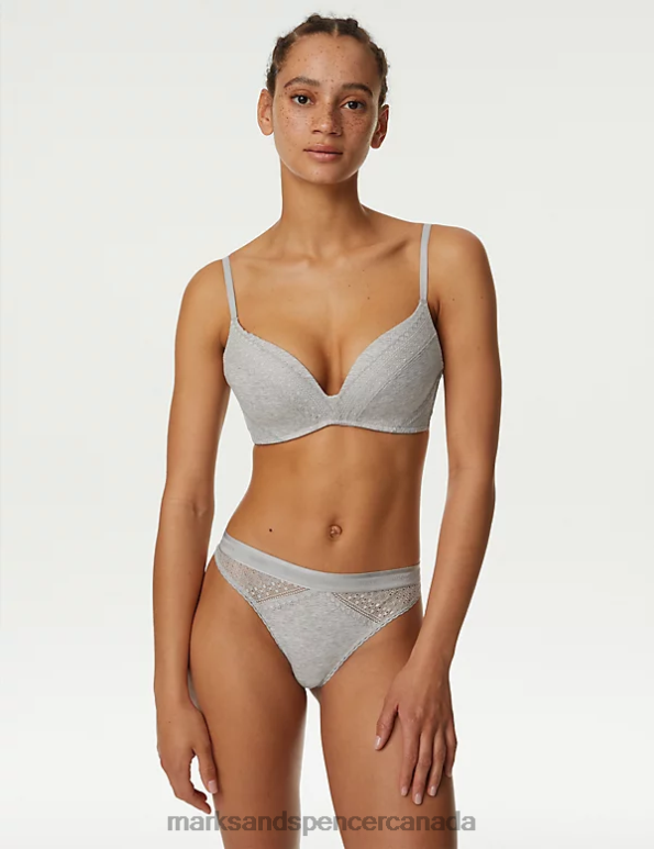 Unisex White Mix Lingerie Marks & Spencer 3pk Cotton with Cool Comfort Thongs 20VTD4381 - Marks and Spencer outlet