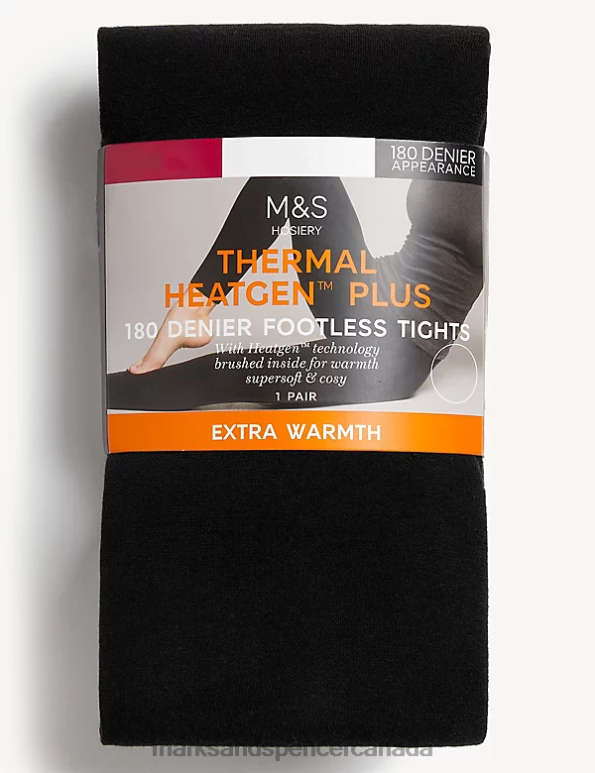 Marks and Spencer sale - Unisex Black Lingerie Marks & Spencer 180 Denier Heatgen Footless Tights 20VTD4589