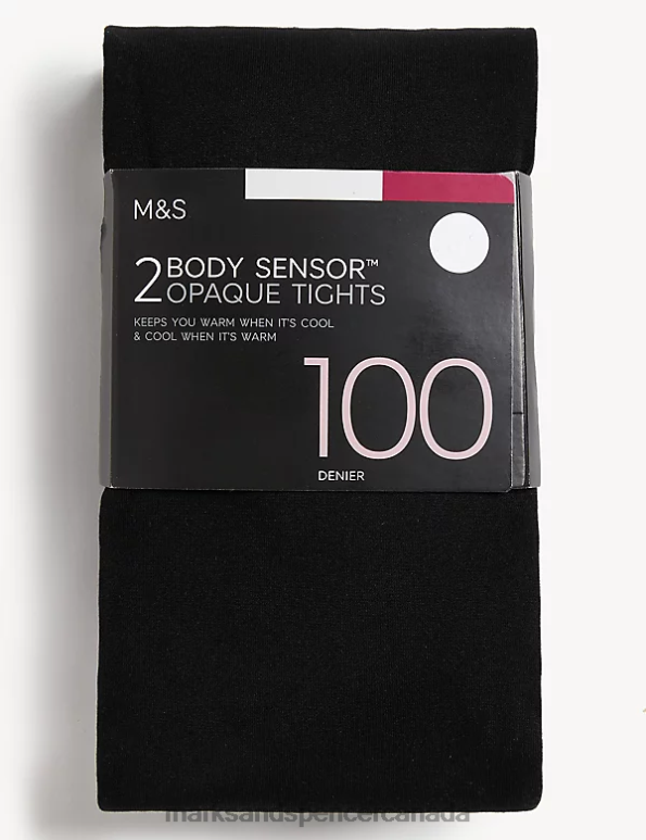 Unisex Black Lingerie Marks & Spencer 2pk 100 Denier Body Sensor Opaque Tights 20VTD4572 - Marks and Spencer outlet