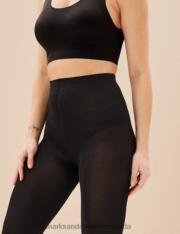 Unisex Black Lingerie Marks & Spencer 2pk 100 Denier Body Sensor Opaque Tights 20VTD4572 - Marks and Spencer outlet
