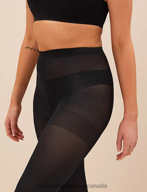 Unisex Black Lingerie Marks & Spencer 2pk 80 Denier Body Sensor Tights 20VTD4622 - Marks and Spencer outlet