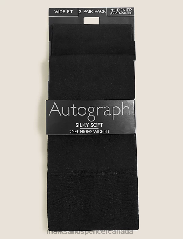 Marks and Spencer sale - Unisex Black Lingerie Marks & Spencer 2pk Silky Soft Knee Highs 20VTD4360
