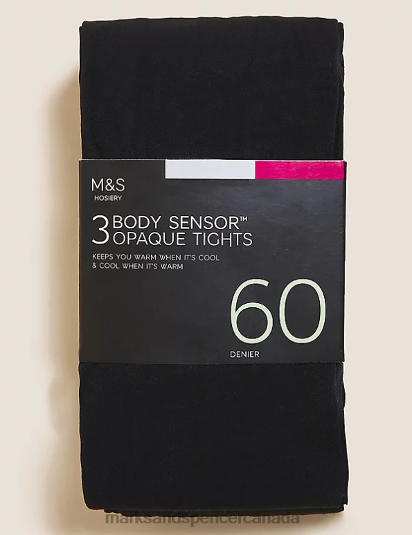 Unisex Black Lingerie Marks & Spencer 3pk 60 Denier Body Sensor Tights 20VTD4716 - Marks and Spencer outlet