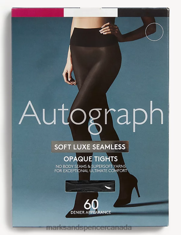 Unisex Black Lingerie Marks & Spencer 60 Denier Soft Luxe Seamless Opaque Tights 20VTD4559 - Marks and Spencer Canada locations