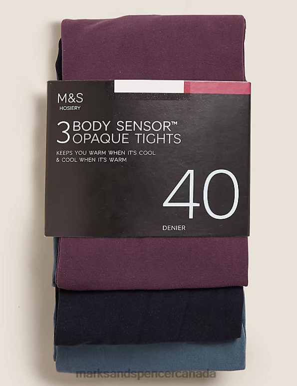 Unisex Dark Marine Lingerie Marks & Spencer 3pk 40 Denier Body Sensor Tights 20VTD4850 - Marks and Spencer outlet