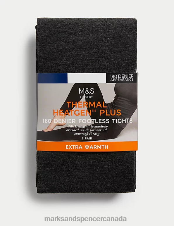 Unisex Grey Lingerie Marks & Spencer 180 Denier Heatgen Footless Tights 20VTD4172 - Marks and Spencer online