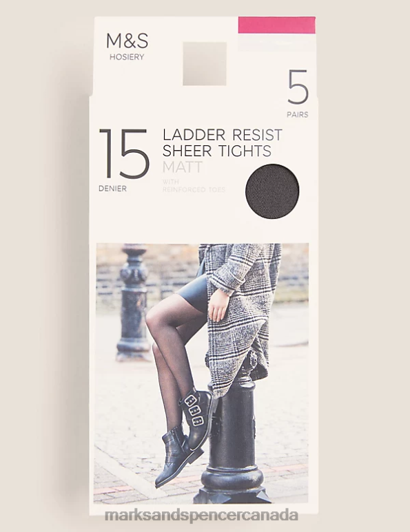 Unisex Nearly Black Lingerie Marks & Spencer 5pk 15 Denier Ladder Resist Matt Tights 20VTD4760 - Marks and Spencer outlet