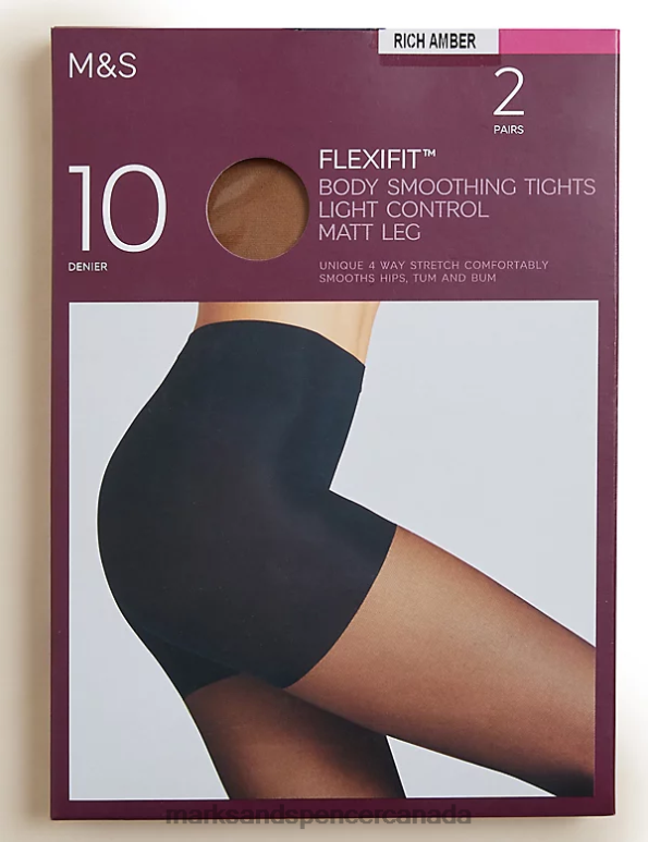 Marks and Spencer Canada - Unisex Rich Amber Lingerie Marks & Spencer 2pk Flexifit 10 Denier Light Control Sheer Tights 20VTD4453