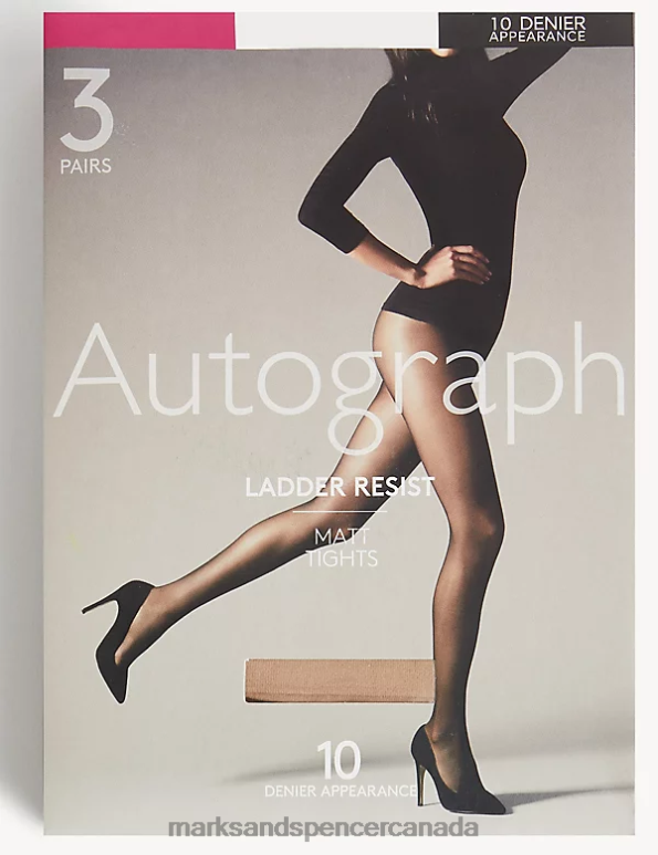 Unisex Rose Quartz Lingerie Marks & Spencer 3pk 10 Denier Ladder Resist Matt Tights 20VTD4239 - Marks and Spencer Canada locations