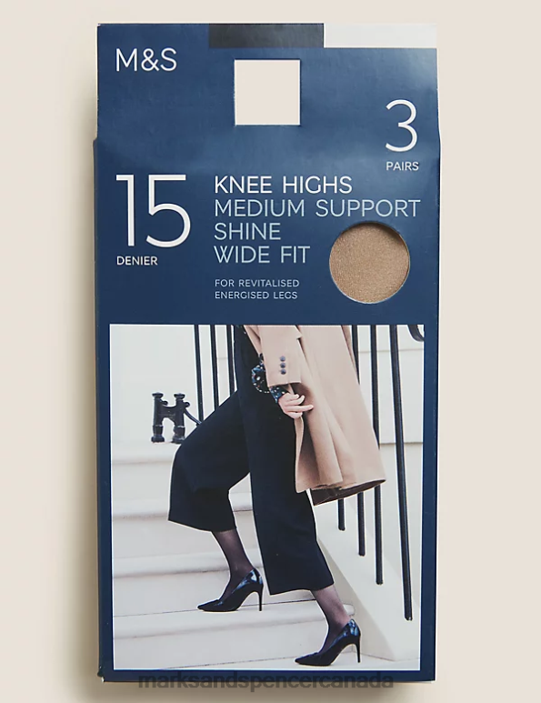 Unisex Rose Quartz Lingerie Marks & Spencer 3pk Medium Support Knee High Tights 20VTD4458 - Marks and Spencer Canada locations
