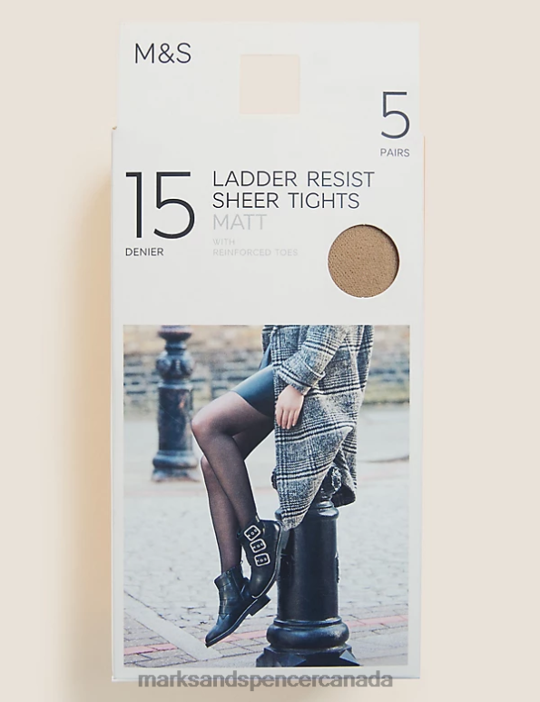 Marks and Spencer near me - Unisex Rose Quartz Lingerie Marks & Spencer 5pk 15 Denier Ladder Resist Matt Tights 20VTD4762