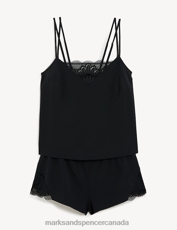 Marks and Spencer sale - Unisex Black Lingerie Marks & Spencer Nova Lace Camisole Short Set 20VTD4536