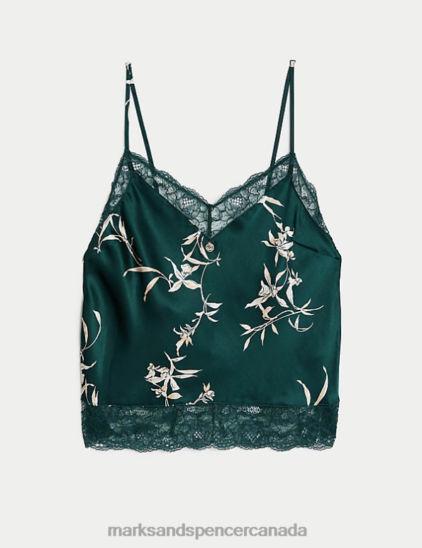 Unisex Green Mix Lingerie Marks & Spencer Cassia Silk & Lace Cami 20VTD3705 - Marks and Spencer online