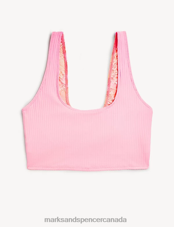 Unisex Pink Mix Lingerie Marks & Spencer Meia Rib Lace Crop Top 20VTD4245 - Marks and Spencer Canada locations