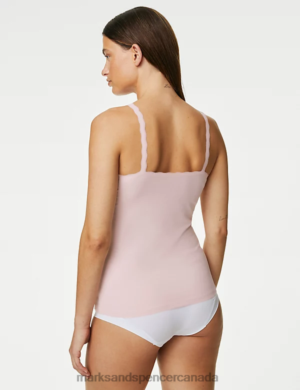 Marks and Spencer near me - Unisex Soft Pink Lingerie Marks & Spencer 3pk Cotton Rich Lace Trim Vests 20VTD3747