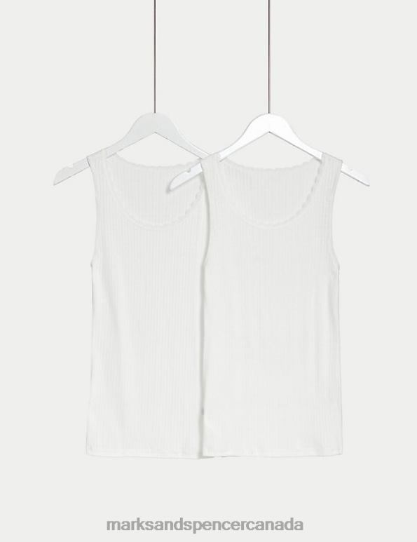 Unisex White Lingerie Marks & Spencer 2pk Thermal Built-up Shoulder Vests 20VTD4976 - Marks and Spencer outlet