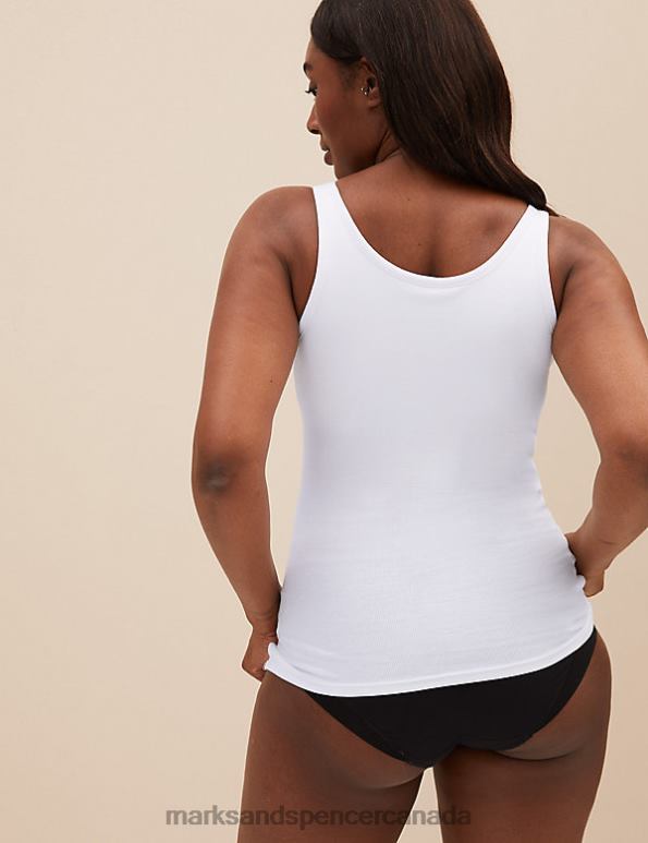 Unisex White Mix Lingerie Marks & Spencer 2pk Cotton Rich Secret Support Vests 20VTD3480 - Marks and Spencer online