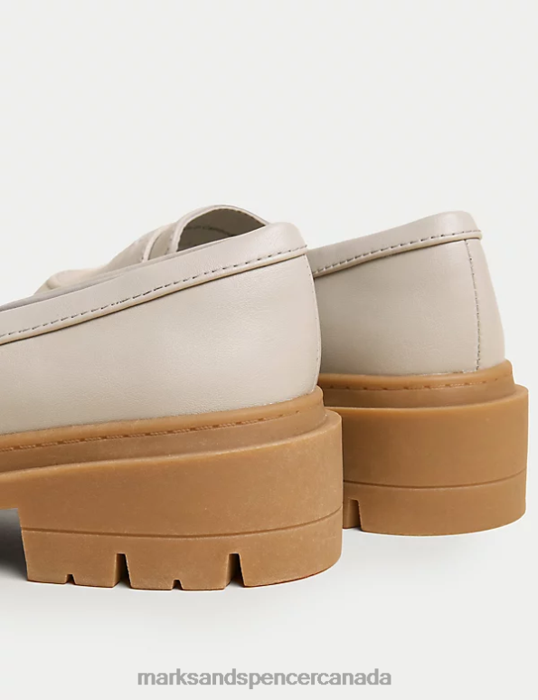 Unisex White Mix Shoes Marks & Spencer Wide Fit Slip On Flatform Loafers 20VTD1638 - Marks and Spencer outlet