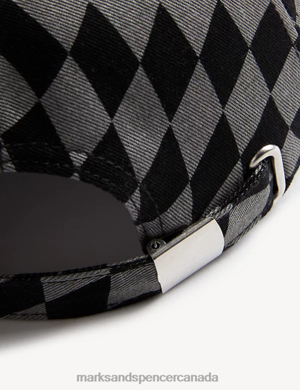 Kids Black Mix Accessories Marks & Spencer Pure Cotton Checked Baseball Cap 20VTD8362 - Marks and Spencer outlet