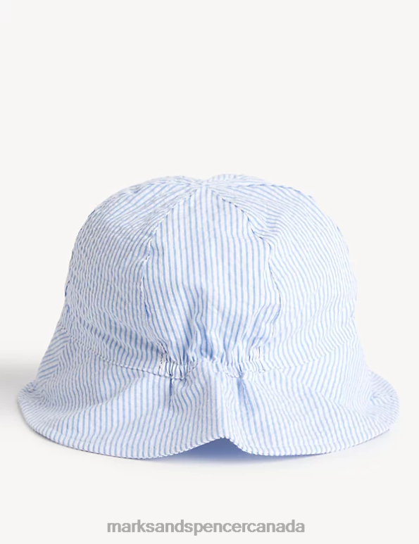 Marks and Spencer near me - Kids Blue Accessories Marks & Spencer Pure Cotton Striped Sun Hat 20VTD8544