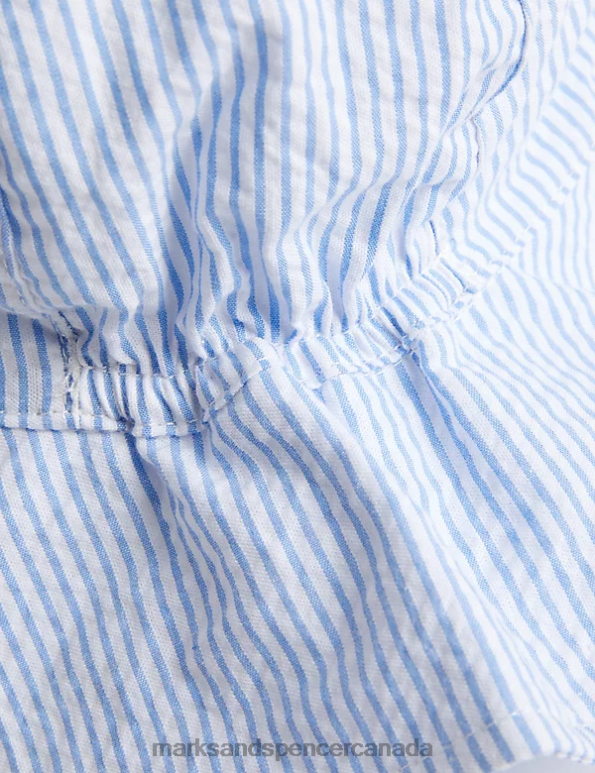 Marks and Spencer near me - Kids Blue Accessories Marks & Spencer Pure Cotton Striped Sun Hat 20VTD8544